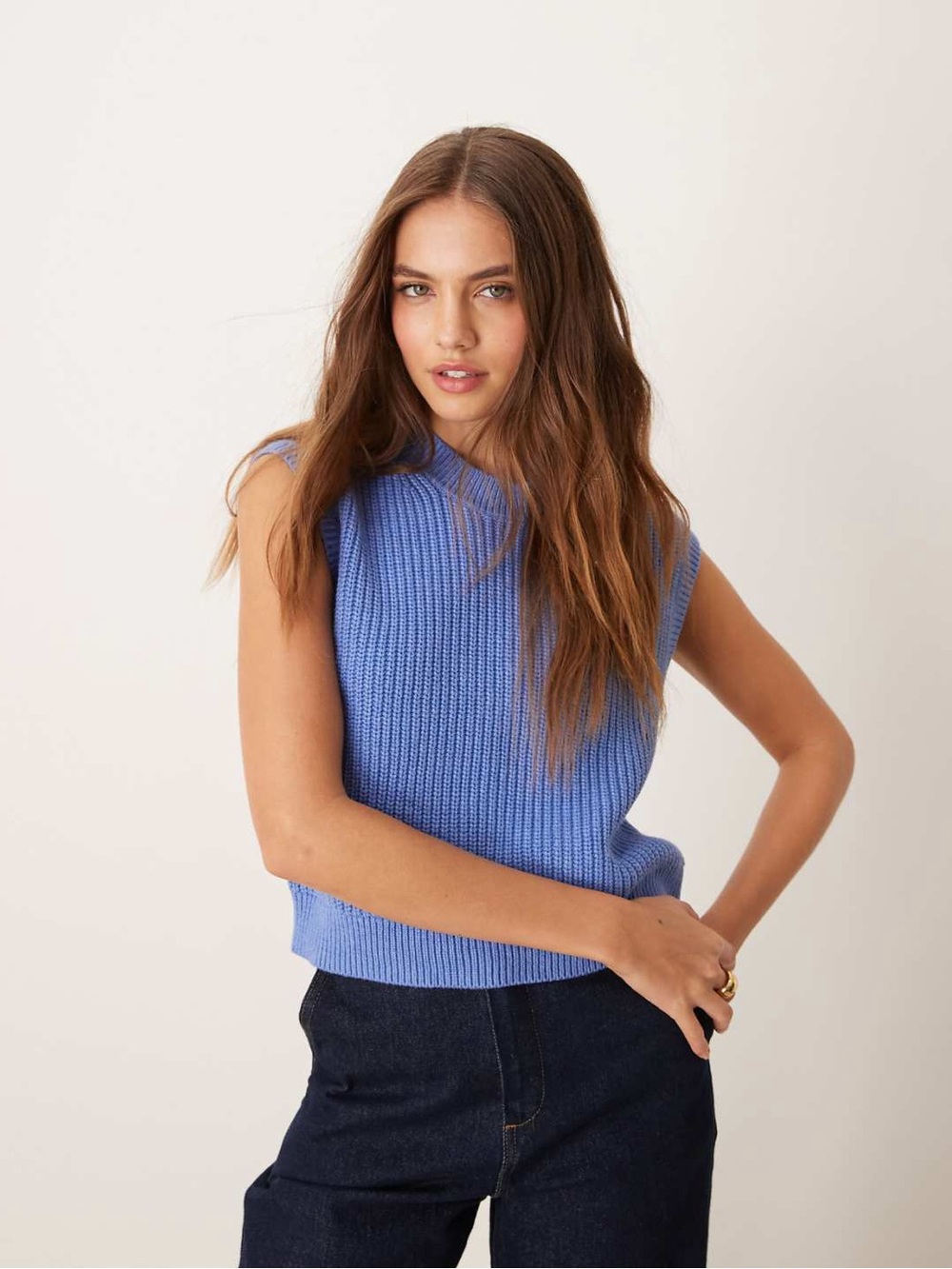 Like New! Abercrombie & Fitch Blue Crew Shell Sweater Knit Crewneck Vest Medium